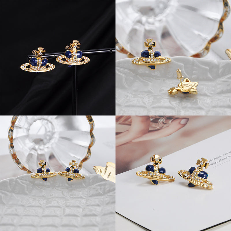 Mini Heart Orb Design Gold Earrings (7 Colors)