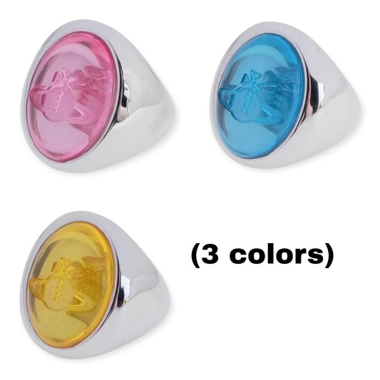 Colorful Gem Stamp Seal Signet Orb Design Ring (3 Colors)