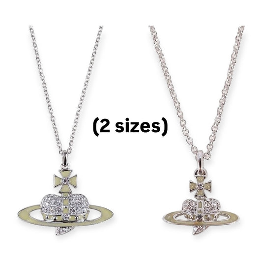 Heart Shape Yellow & Silver Orb Pendant Necklace