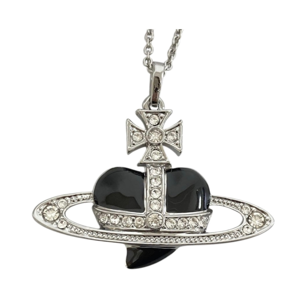 Heart Shape Planet Gem Orb Pendant Necklace (4 Colors)