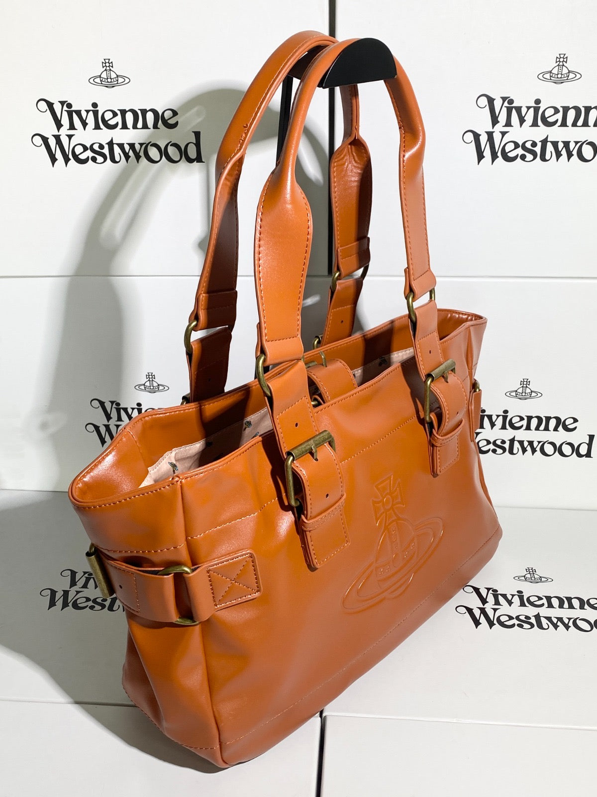 Brown Orb Design Messenger Tote Hand Bag