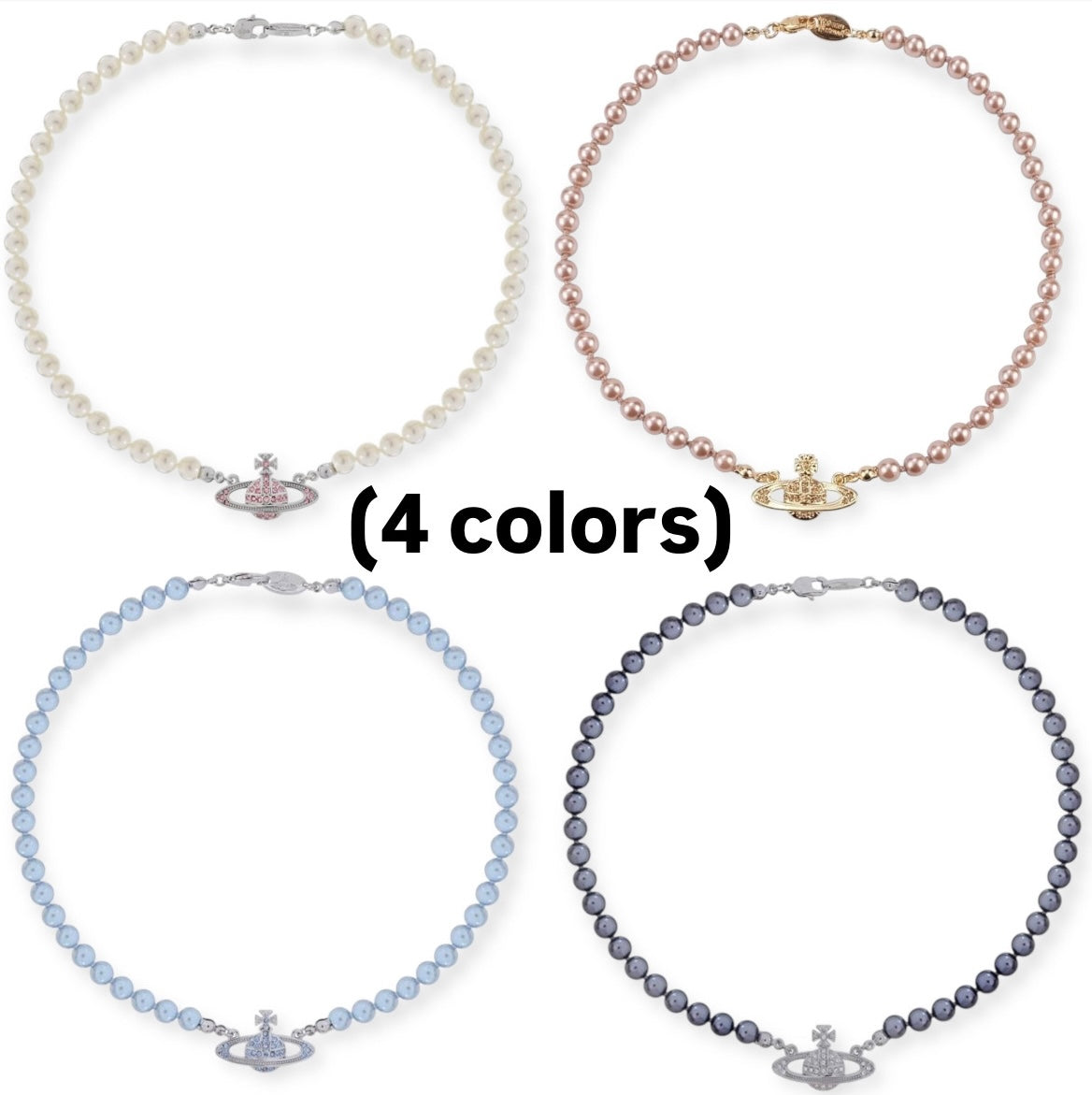 Beaded Pearl Colored Bas Abstract Pendant Orb Necklace (4 Colors)