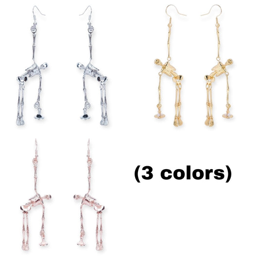 Skeleton Body Holding Orb Pendant Earrings (3 Colors)
