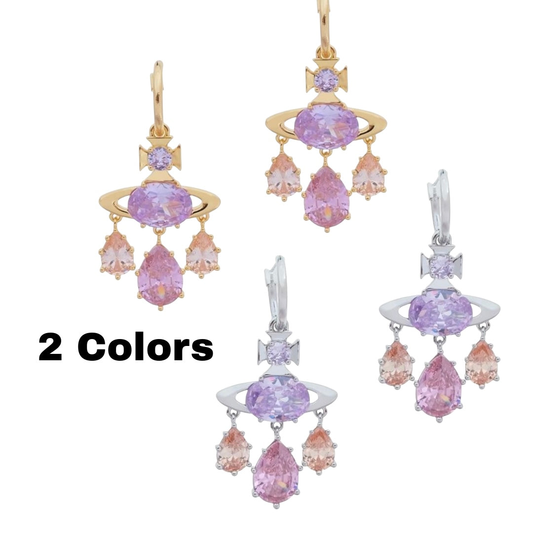 Multi Tear Drop Gem Colorful Orb Earrings (2 Colors)