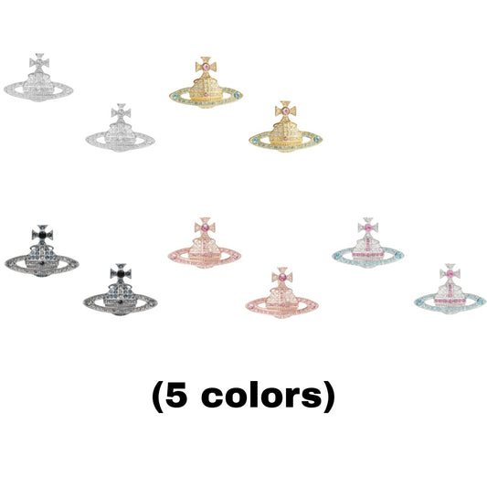 Gem Studded 2D Orb Pendant Earrings (5 Colors)