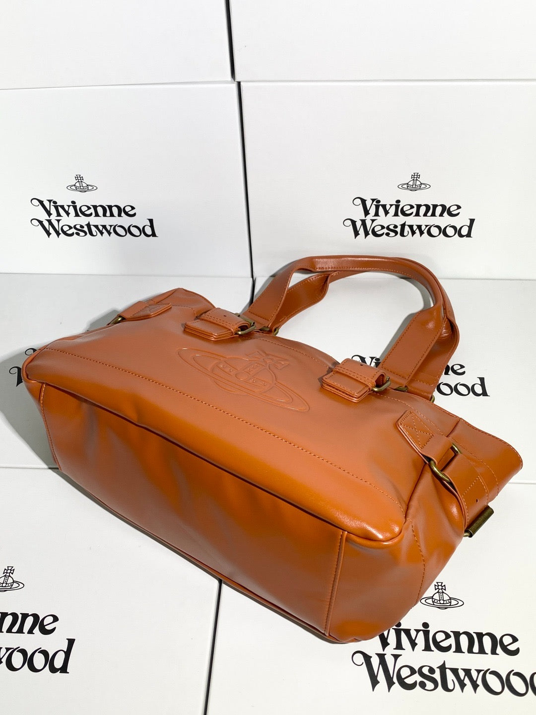 Brown Orb Design Messenger Tote Hand Bag