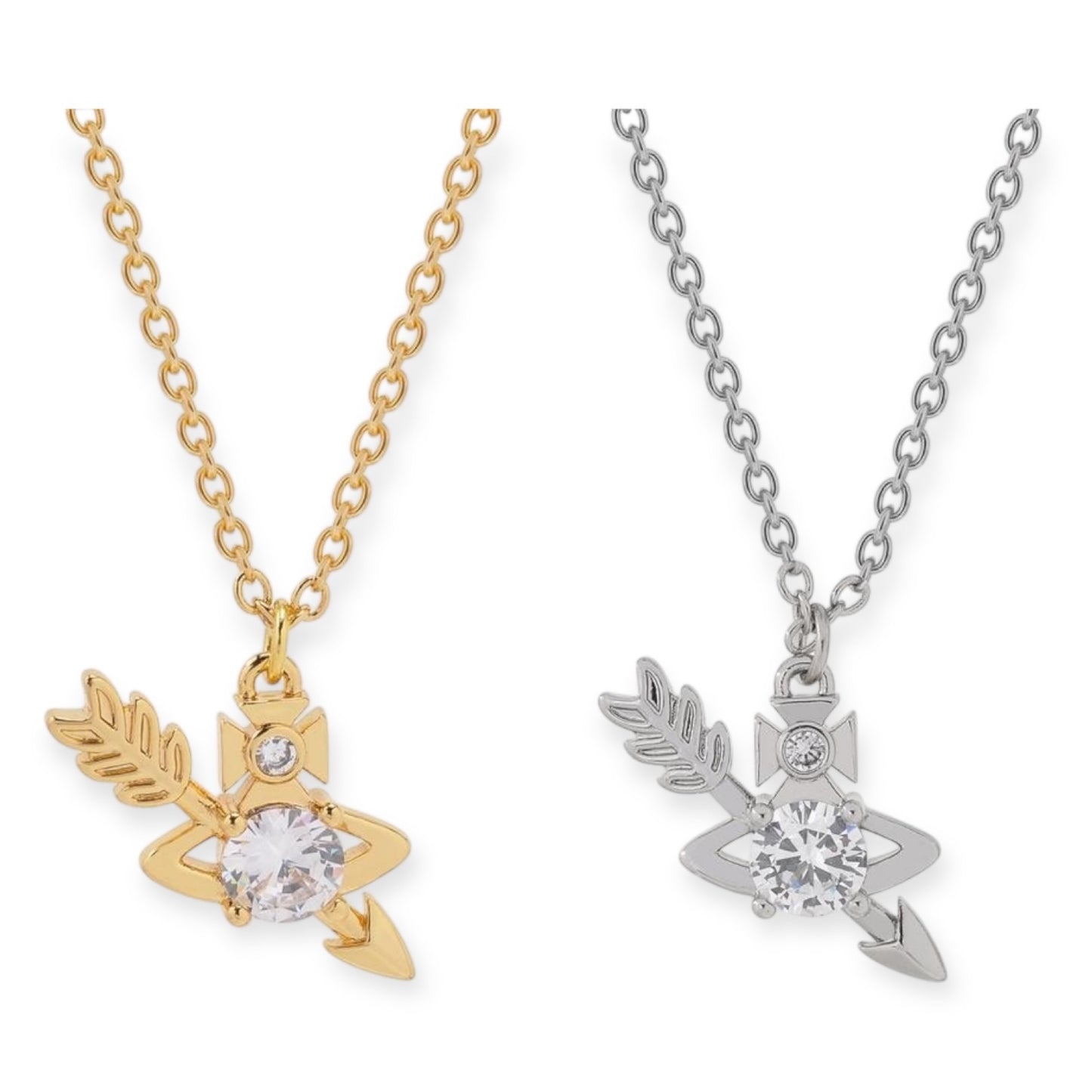 Orb Arrow Gem Pendant Necklace Gold & Silver (2 Colors)