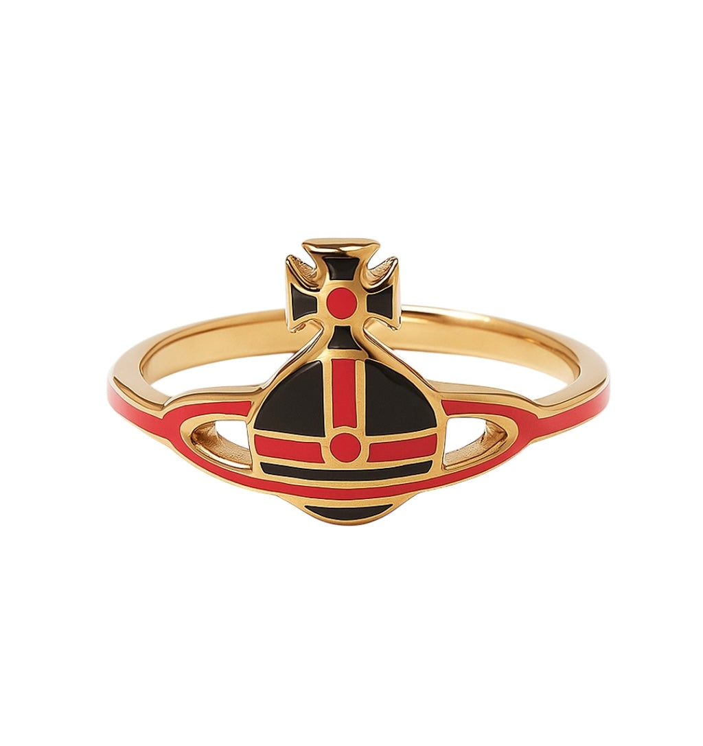 Multicolor Colorful Abstract Orb Design Gold Ring (3 colors)