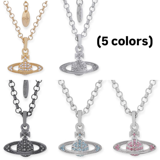Mini Gem Studded Planet Orb Pendant Necklace *5 Colors*