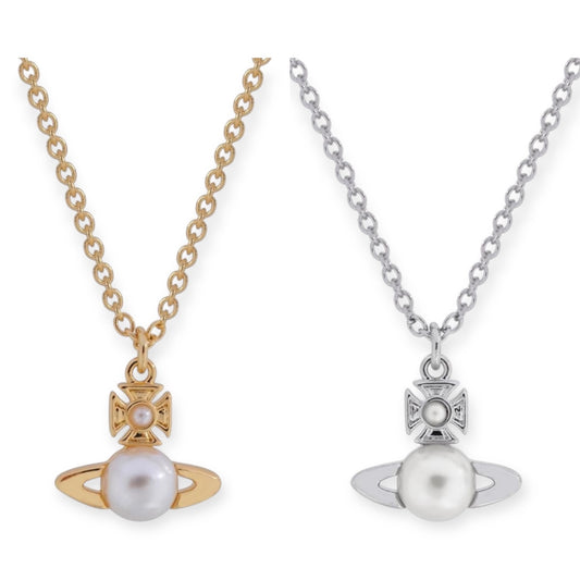 Mini Pearl Orb Pendant Necklace Gold & Silver (2 Colors)