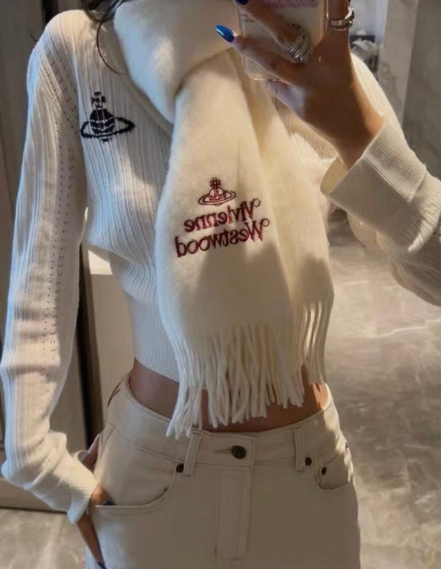 Cream & Burgundy Orb Scarf