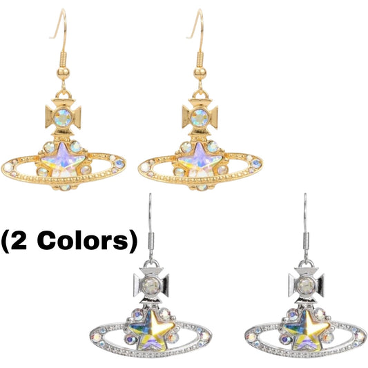 Star Pendant Orb Earrings Gold & Silver (2 Colors)