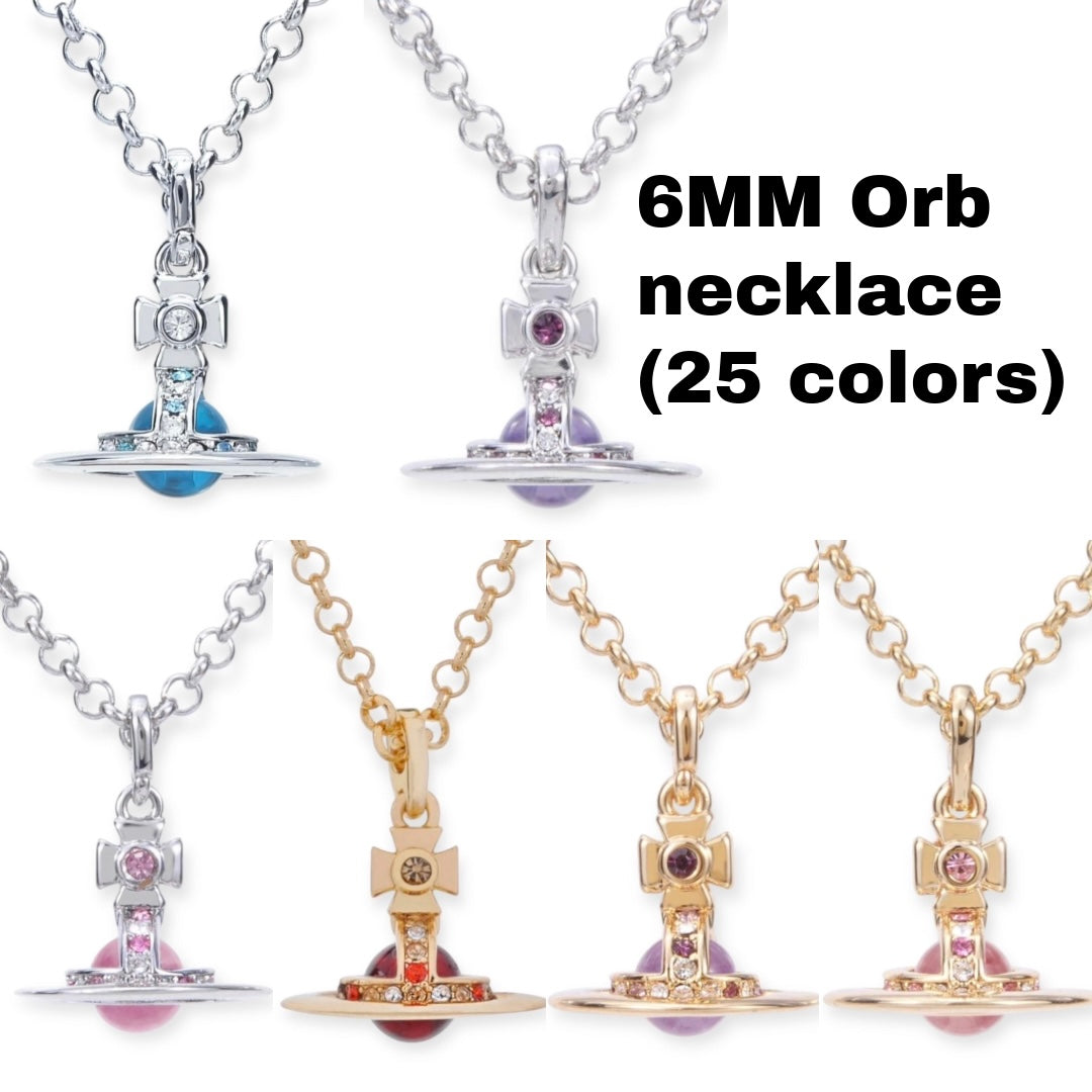 6MM Petite Saturn Orb Pendant Necklace (25 Colors)