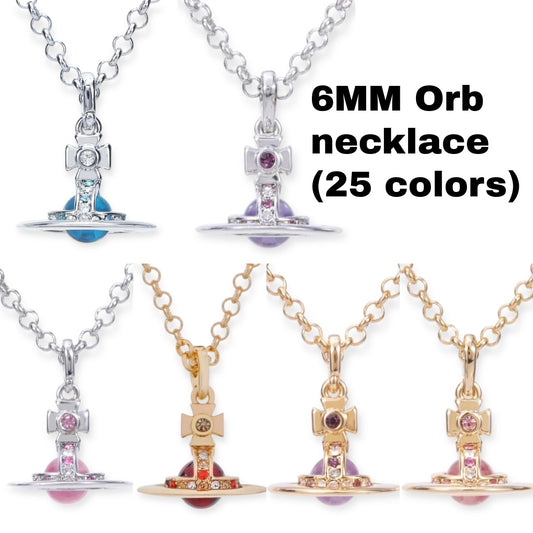 6MM Petite Saturn Orb Pendant Necklace (25 Colors)