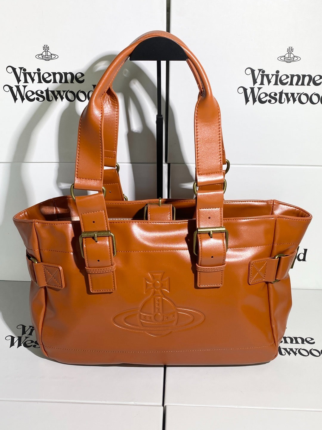 Brown Orb Design Messenger Tote Hand Bag