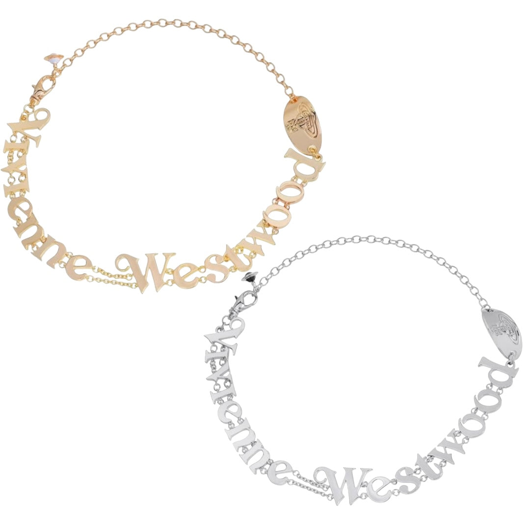 Curved Spellout Letters Statement Name Double Chain Gold & Silver (2 Colors)