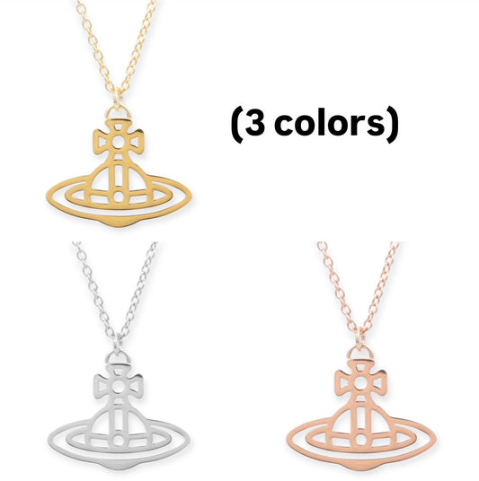 Orb Pendant 2D Outline Staple Colors Necklace (3 colors)