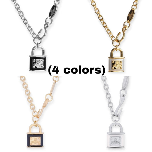 Rens Lock Locket Padlock Pendant Necklace (4 Colors)