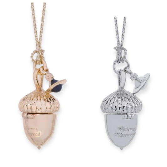 Opening Acorn Pendant Hanging Orb Necklace Gold & Silver (2 Colors)