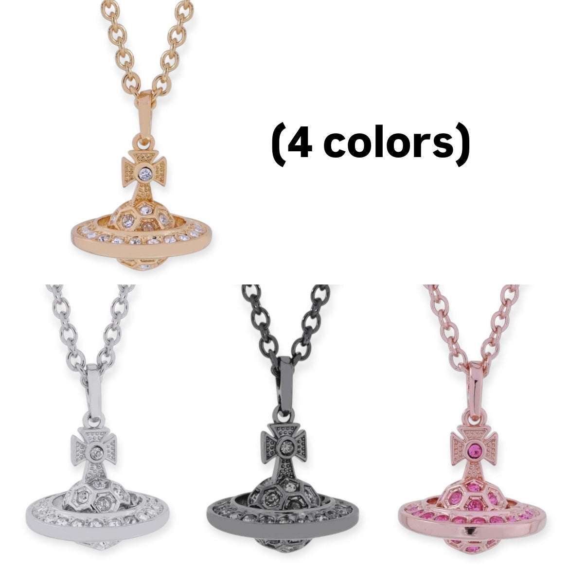 Multicolor Gem Studded Soccer Ball Design Orb Pendant Necklace (4 Colors)