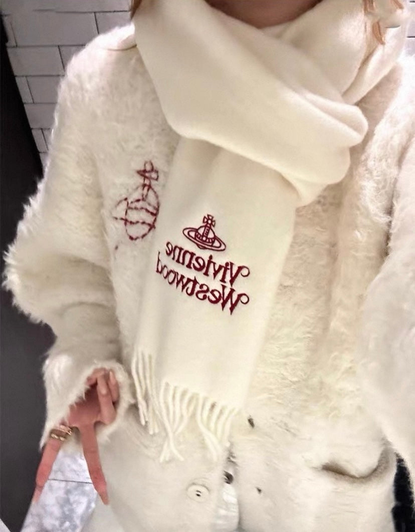 Cream & Burgundy Orb Scarf