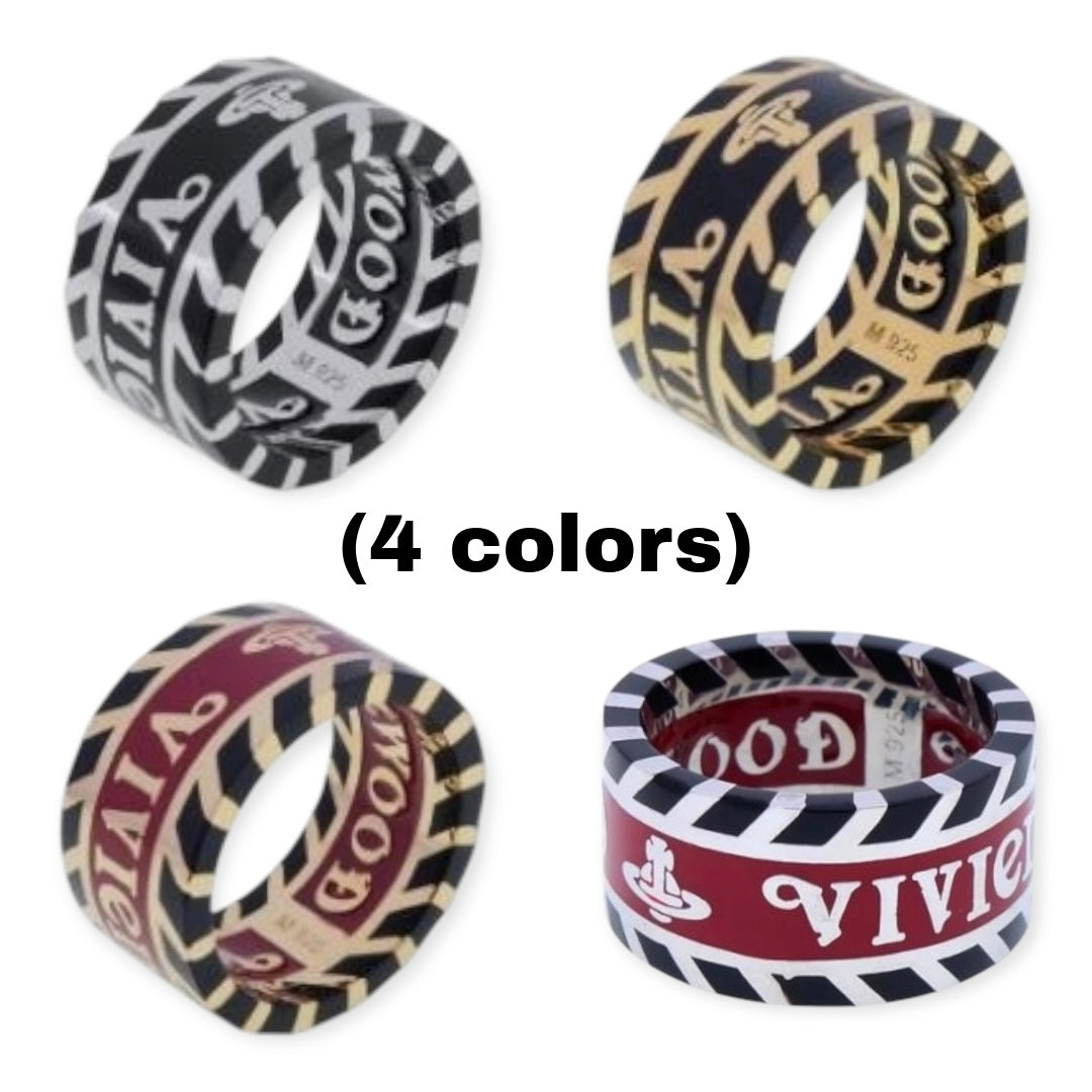Multi Color Striped Stripes Lacquer Orb Design Ring (4 Colors)