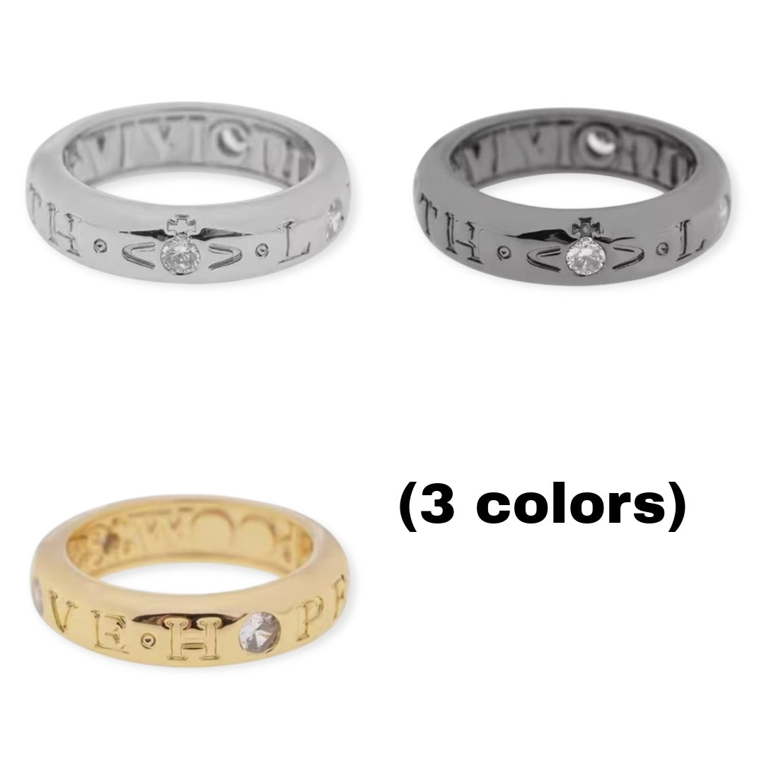 Staple Engraved Orb Gem Ring (3 Colors)