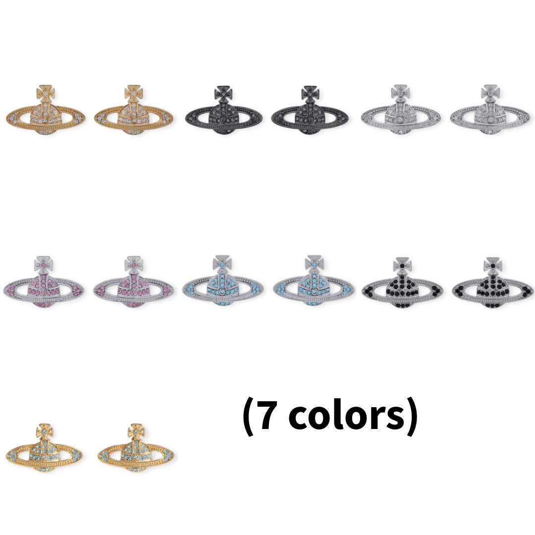 Mini Gem Studded Orb Pendant Earrings (7 Colors)