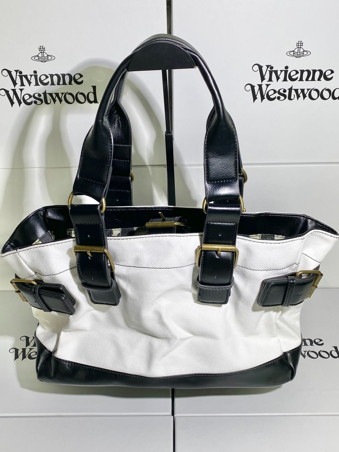 Cream and Black Orb Engraved Design Messenger Tote Hand Bag