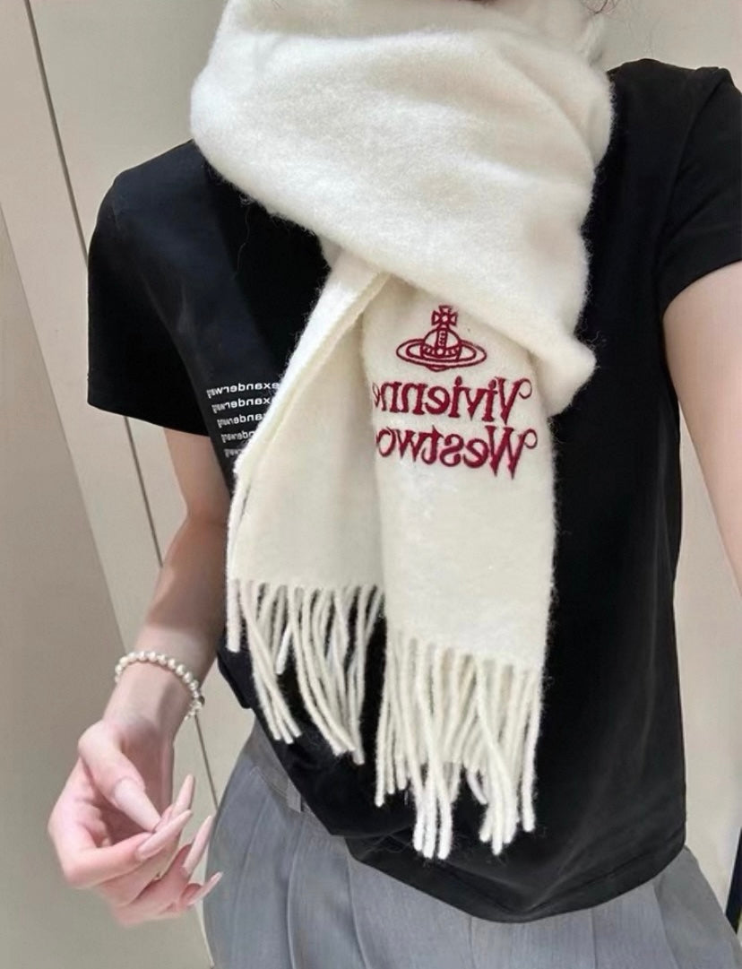 Cream & Burgundy Orb Scarf