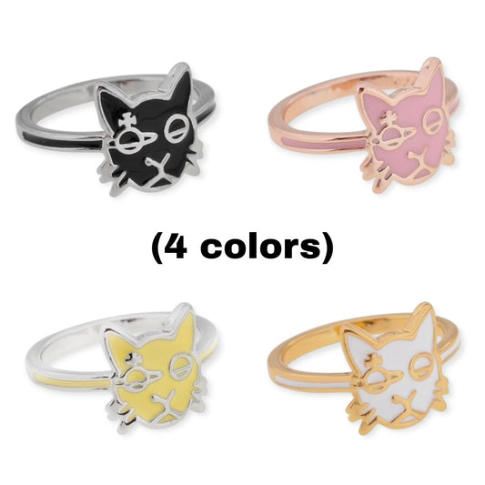 Cat Kitten Abstract Orb Eye Design Ring (4 Colors)