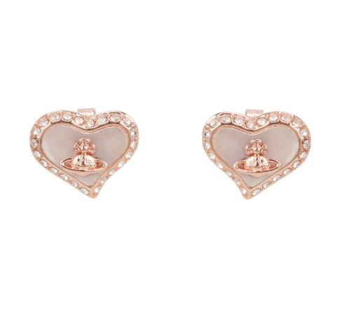 Heart Shaped Shape Plate Design Colorful Pendant Gem Studded Earrings (4 Colors)