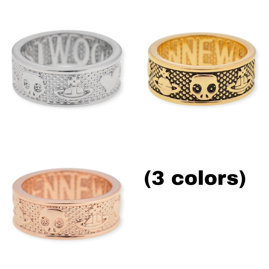 Multi Dot Dotted Symbol Abstract Engraved Orb Design Ring (3 Colors)