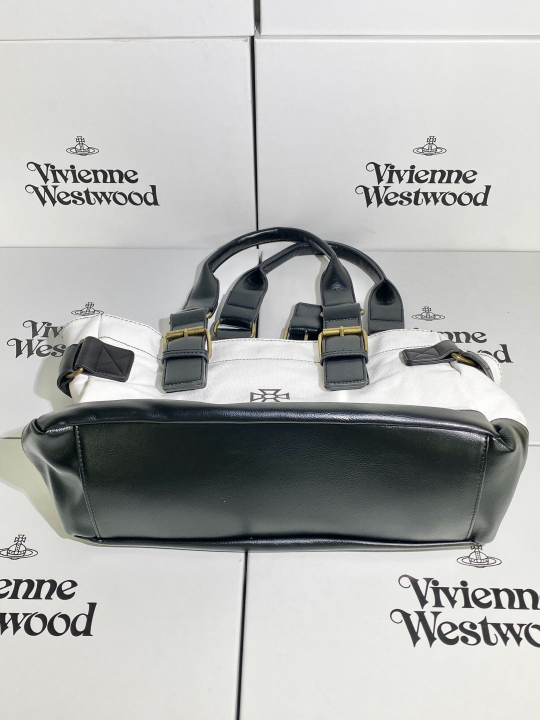 Cream and Black Orb Engraved Design Messenger Tote Hand Bag