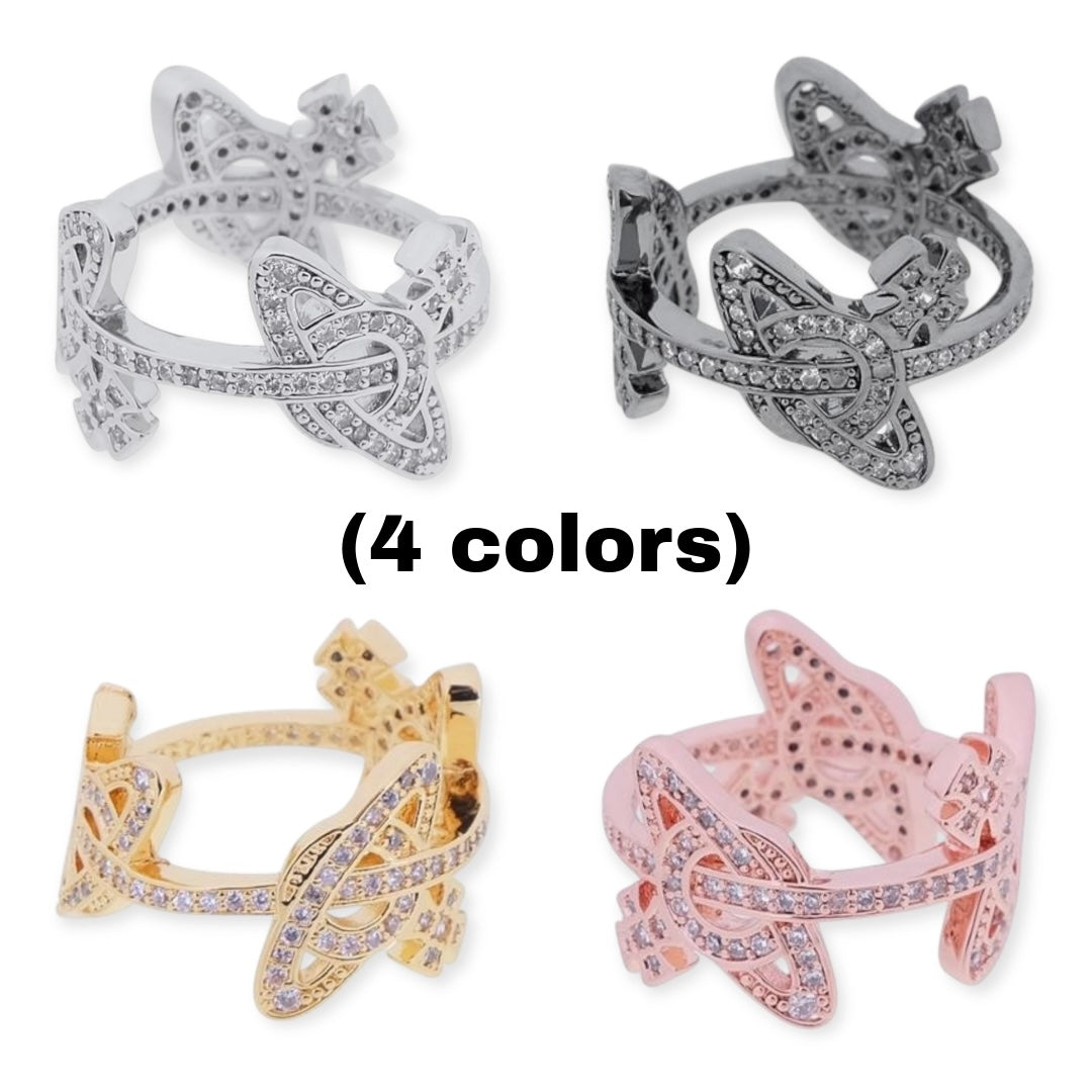 Multi Orb Gem Studded Orbit Design Ring (4 Colors)