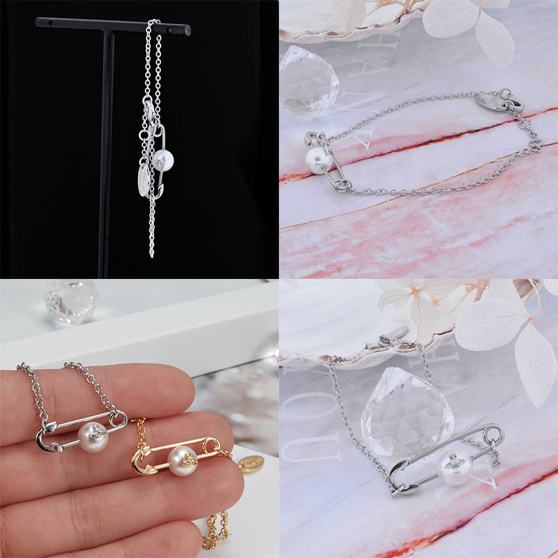 Safety Pin Pearl Design Gold & Silver Bracelet (2 Colors)