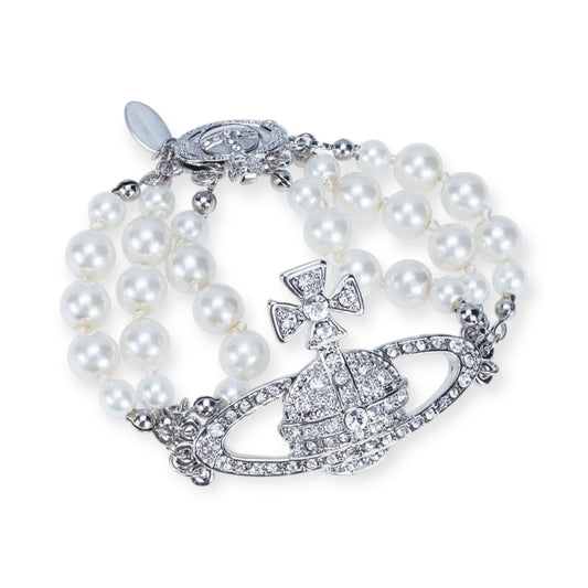 Triple Layer Beaded Orb Pendant Gold & Silver Bracelet (2 Colors)