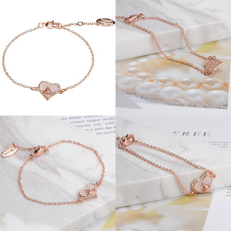 Heart Shaped Shape Plate Design Colorful Pendant Gem Studded Bracelet (4 Colors)