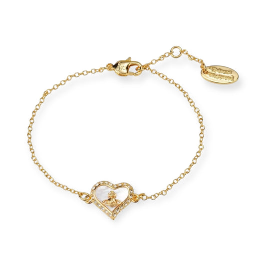 Heart Shaped Shape Plate Design Colorful Pendant Gem Studded Bracelet (4 Colors)