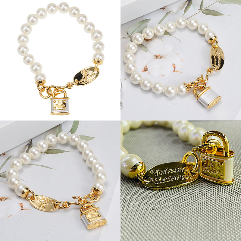 Rens Lock Locket Padlock Pendant Gold & Silver Bracelet (2 Colors)