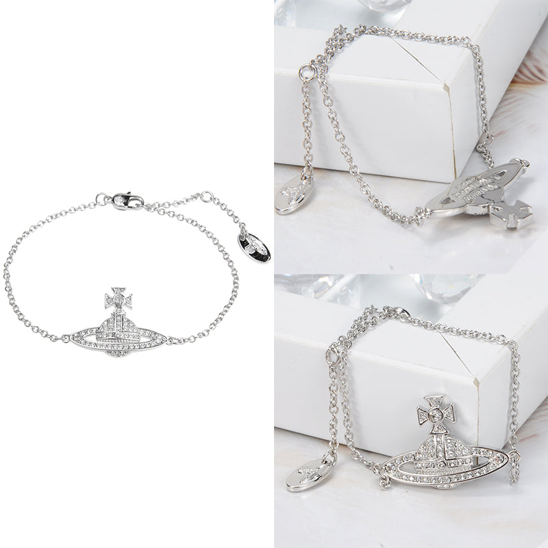 Gem Studded 2D Orb Pendant Bracelet (5 Colors)