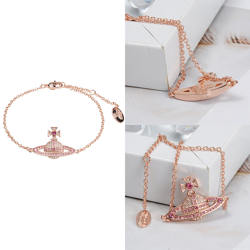 Gem Studded 2D Orb Pendant Bracelet (5 Colors)