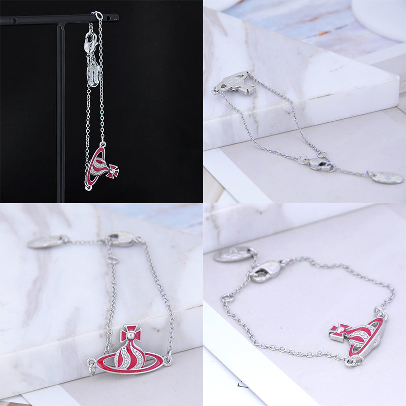 Gem Studded Swivel Pattern Orb Pendant Bracelet (6 Colors)