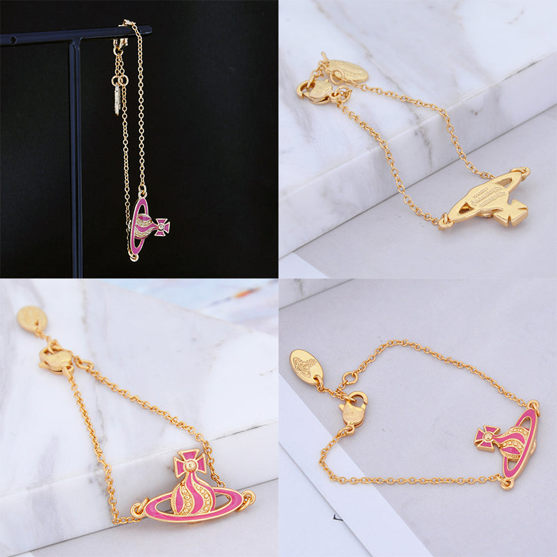 Gem Studded Swivel Pattern Orb Pendant Bracelet (6 Colors)