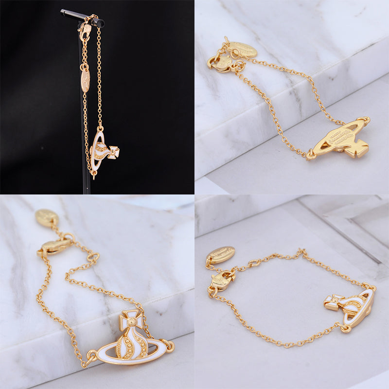 Gem Studded Swivel Pattern Orb Pendant Bracelet (6 Colors)