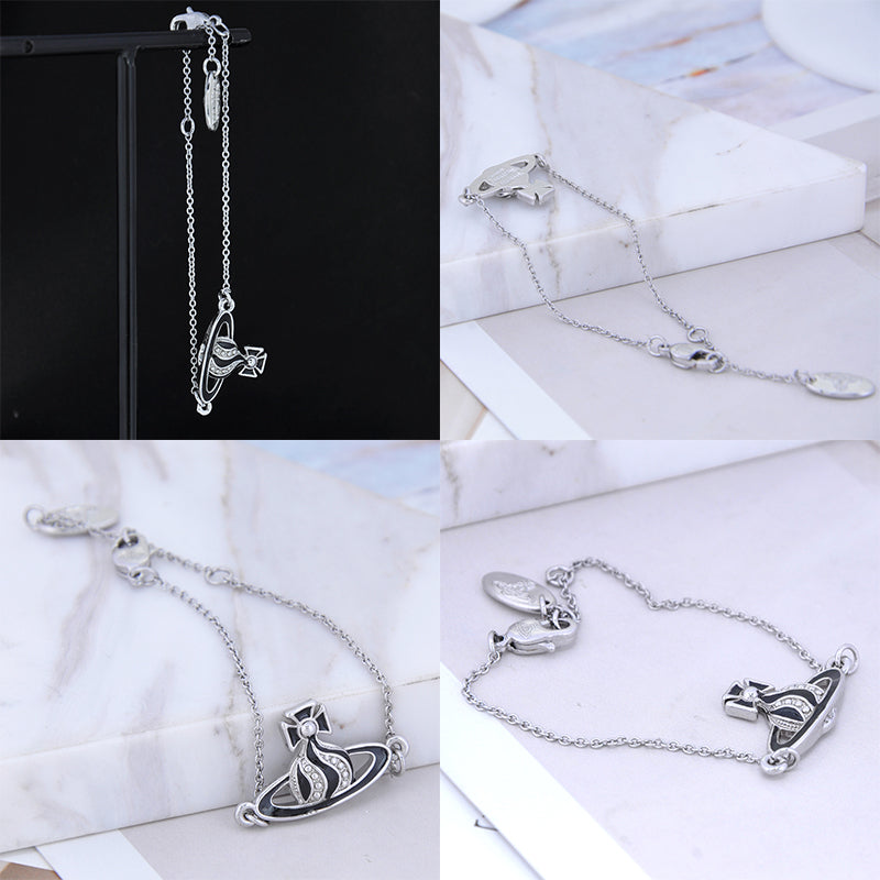 Gem Studded Swivel Pattern Orb Pendant Bracelet (6 Colors)