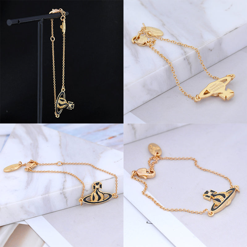 Gem Studded Swivel Pattern Orb Pendant Bracelet (6 Colors)