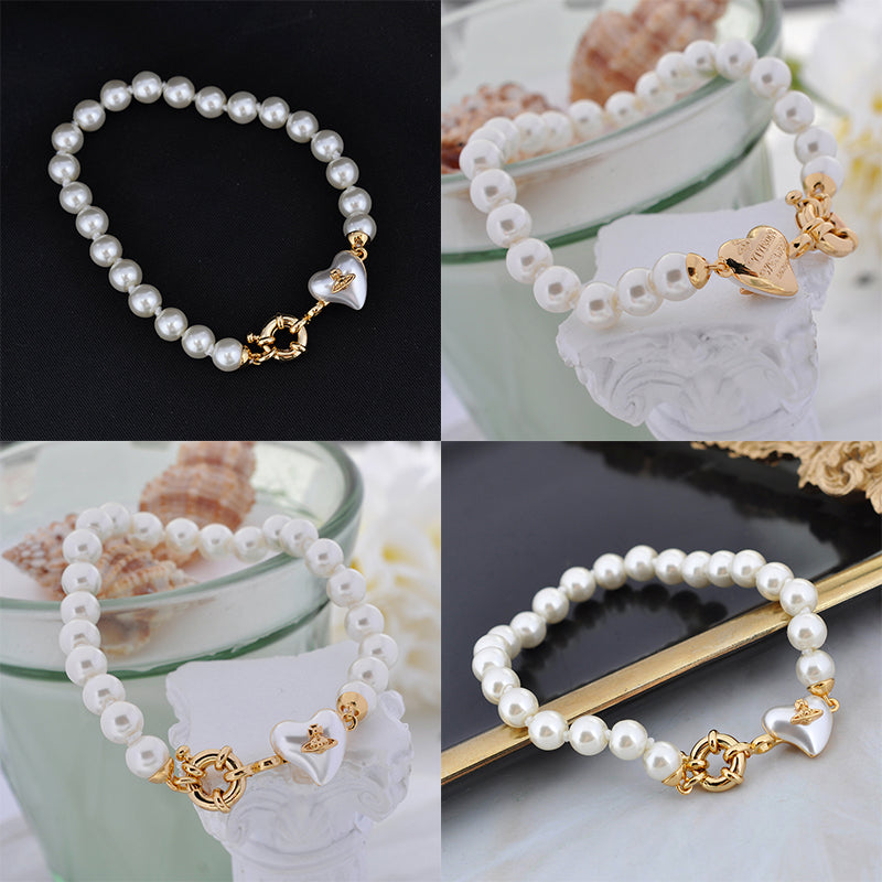 Pearl Heart Design Pendant Gold & Silver Bracelet (2 Colors)