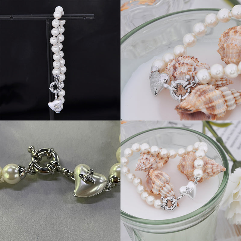 Pearl Heart Design Pendant Gold & Silver Bracelet (2 Colors)