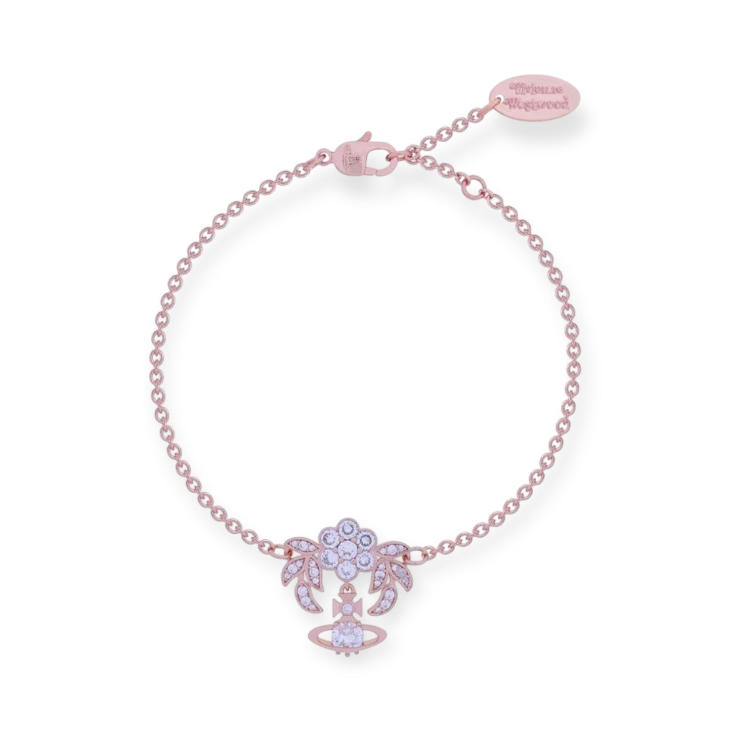 Flower Studded Leaves Mini Gem Orb Hanging Pendant Bracelet (4 Colors)